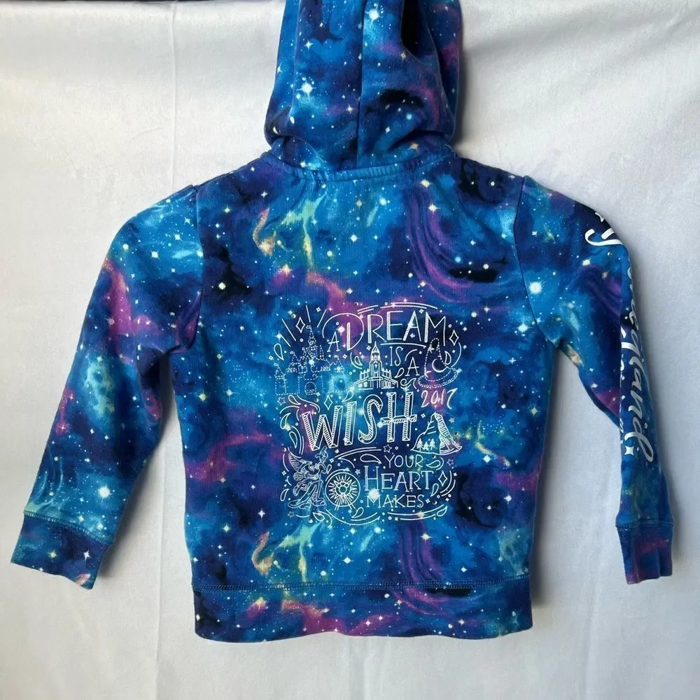 Disney Parks Sorcerer Mickey Galaxy 2017 Youth Boys Girls XS Full Zip Hoodie